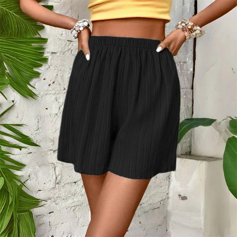 Damen Hohe Taille Einfarbige Shorts Frühling Sommer Mode Hose Dame Lässiges Outfit Kurze Hosen Strand Einfache Kleidung
