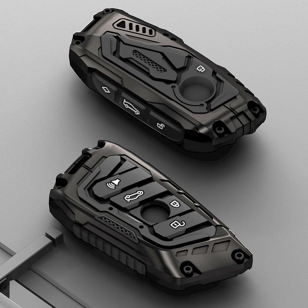 Key Fob Cover For BMW With Keychain, Key Fob Case Compatible With BMW 2 3 4 5 6 7 Series X1 X2 X3 X5 X6 Accessories (A Model-Black)