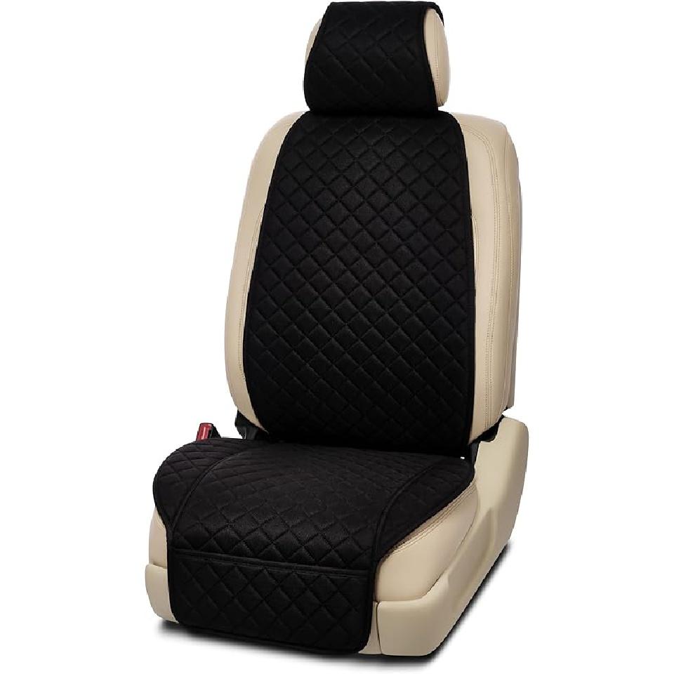 

Льняний чохол для автокрісел IVICY - м який і; Дихаючі передні чохли преміум-класу з нековзким протектором, універсальні, підходять для більшості автомобілів, фургонів, позашляховиків, BLACK HYB LN