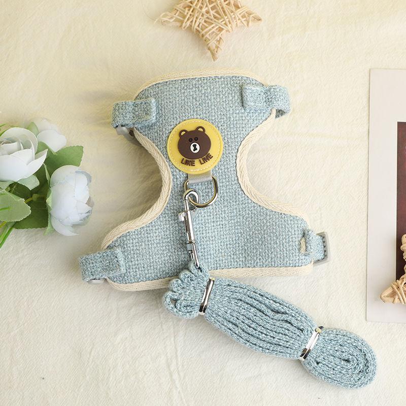 

Кролик поводок для прогулок с маленьким питомцем собака кошка голландская свинья одежда нагрудный ремень жилет мультяшный медведь поводок принадлежности для животных S-suit 1.0-2.3kg синий