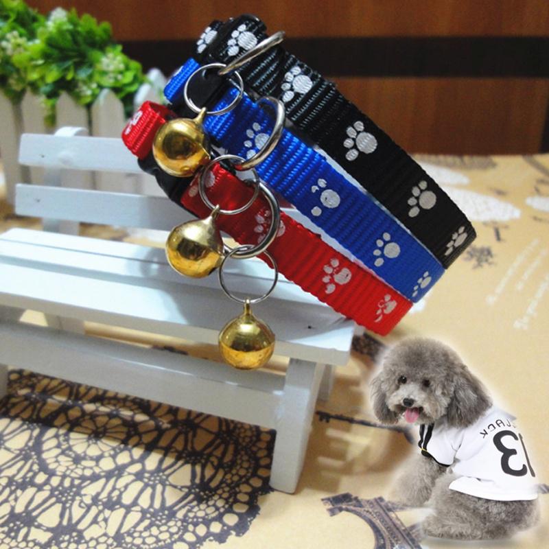 Lovely Small Footprint with Bell Pet Collar Nylon Fabric Kitten Dog Puppy