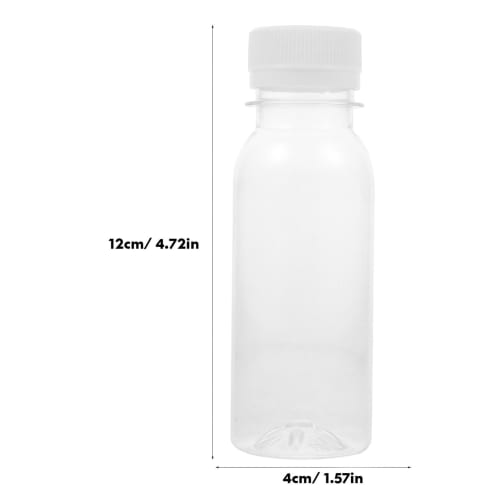 Operitacx 6-Pack 100ml Clear Juice Bottles with Lids, Plastic Juice Containers with Caps, Reusable Empty Bottles for Milk, Drinks, Liquids, Water, and