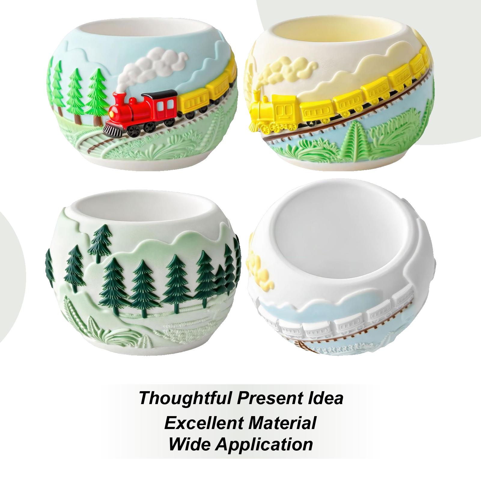 

3D Train Relief Flower Pot Silicone Mold Epoxy Resin Mould Crafts Silicone Easy Demolding Mould Train Planter Mold Decor China Mainland