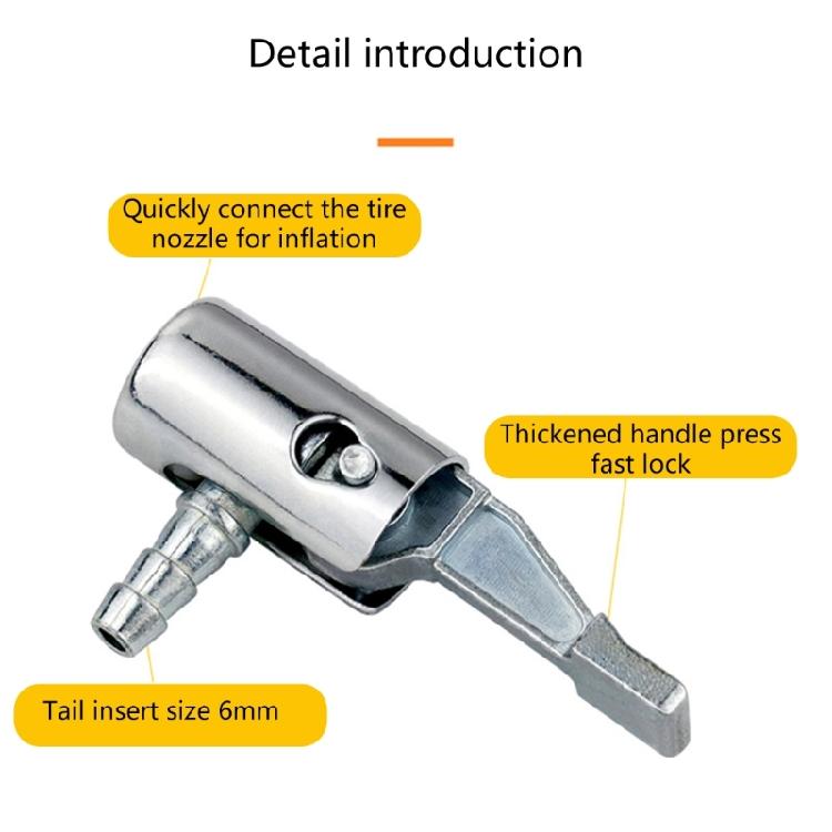 Air Chuck Heavy Duty Closed Flows Locking On Tires Chuck with Clip Adapter 1/4inch Tires Chuck for Tires Inflator Pressure Gaug