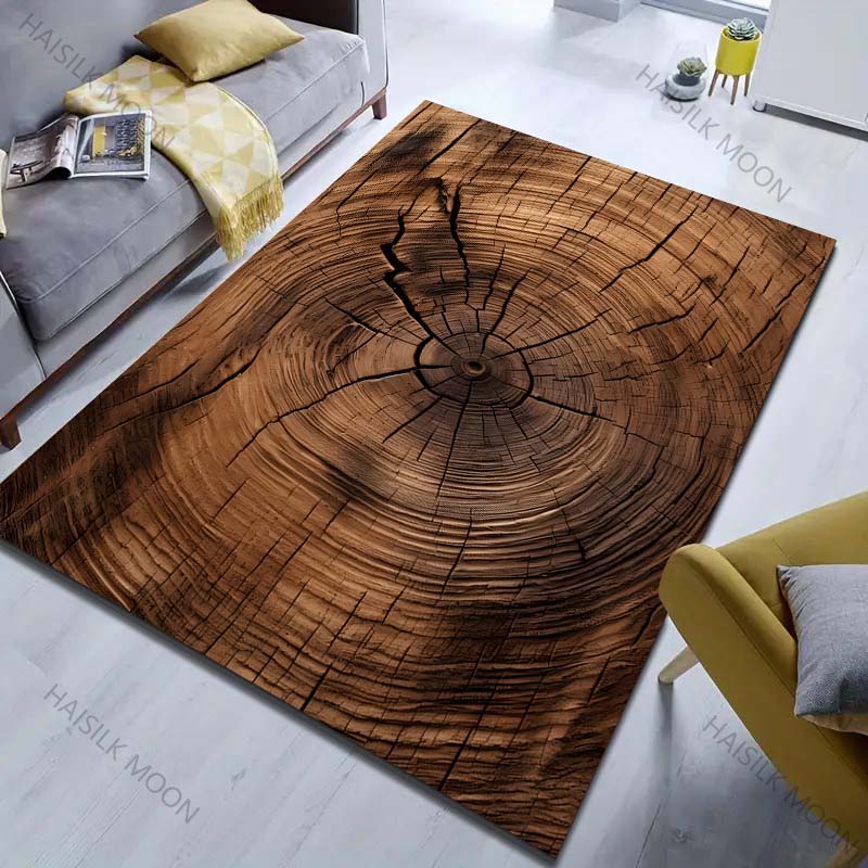 Vintage Tree Rings Printed Carpet for Bedroom Living Room Bedside Sofa Floor Mat Modern Home Decor Area Rug Large Size