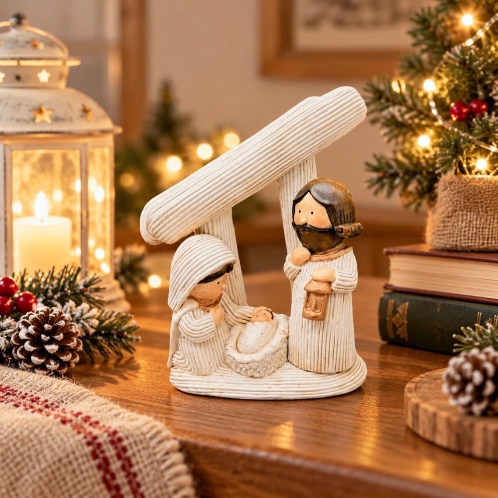 Christian Jesus Christ Family Figurine Xmas Scene Decor Nativity Family Sculpture Church