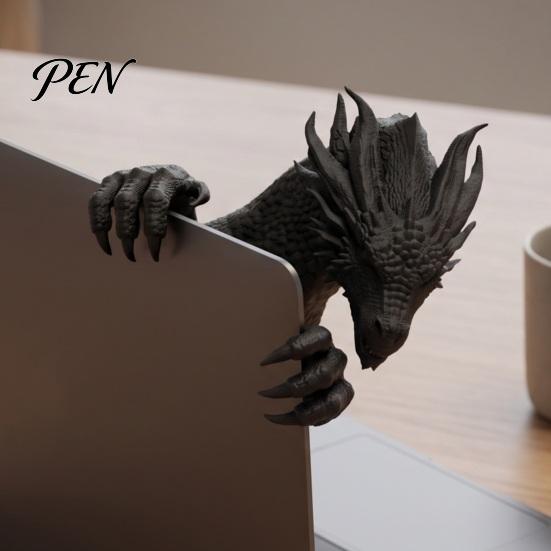 Desktop Collectible Gift 3D Printed Dragon Monitor Decor, Decorative Ornament for PC Gaming Desk Case Setup, Creative Screen Edge Figurine Computer