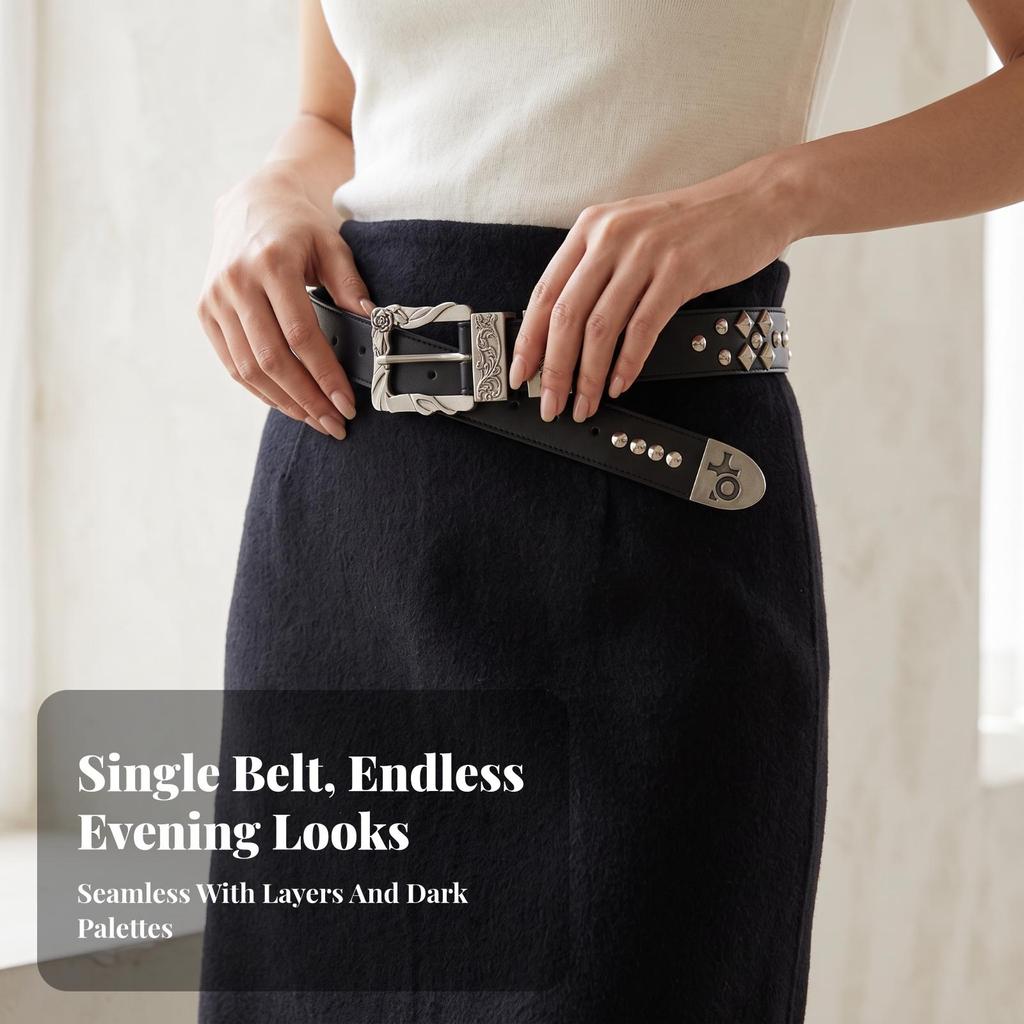 Studded Belt Punk Accessory Streetwear for Jeans