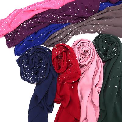 Pañuelo para la cabeza de porcelana con diamantes de imitación de Malasia, material de gasa perlada, pañuelo para la cabeza Msl077