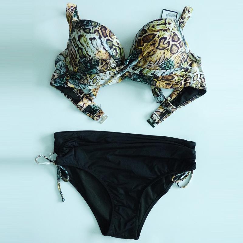 

2025 Hanligu Ultra Large Cup Smart+Sexy Gathered Bikini Swimsuit Size 52 чорний