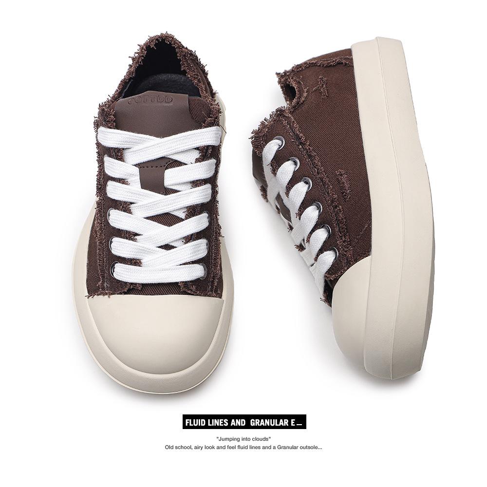 

Нишевые парусиновые туфли дерби на толстой подошве-платформе - Унисекс уличный стиль 41 темно-коричневого