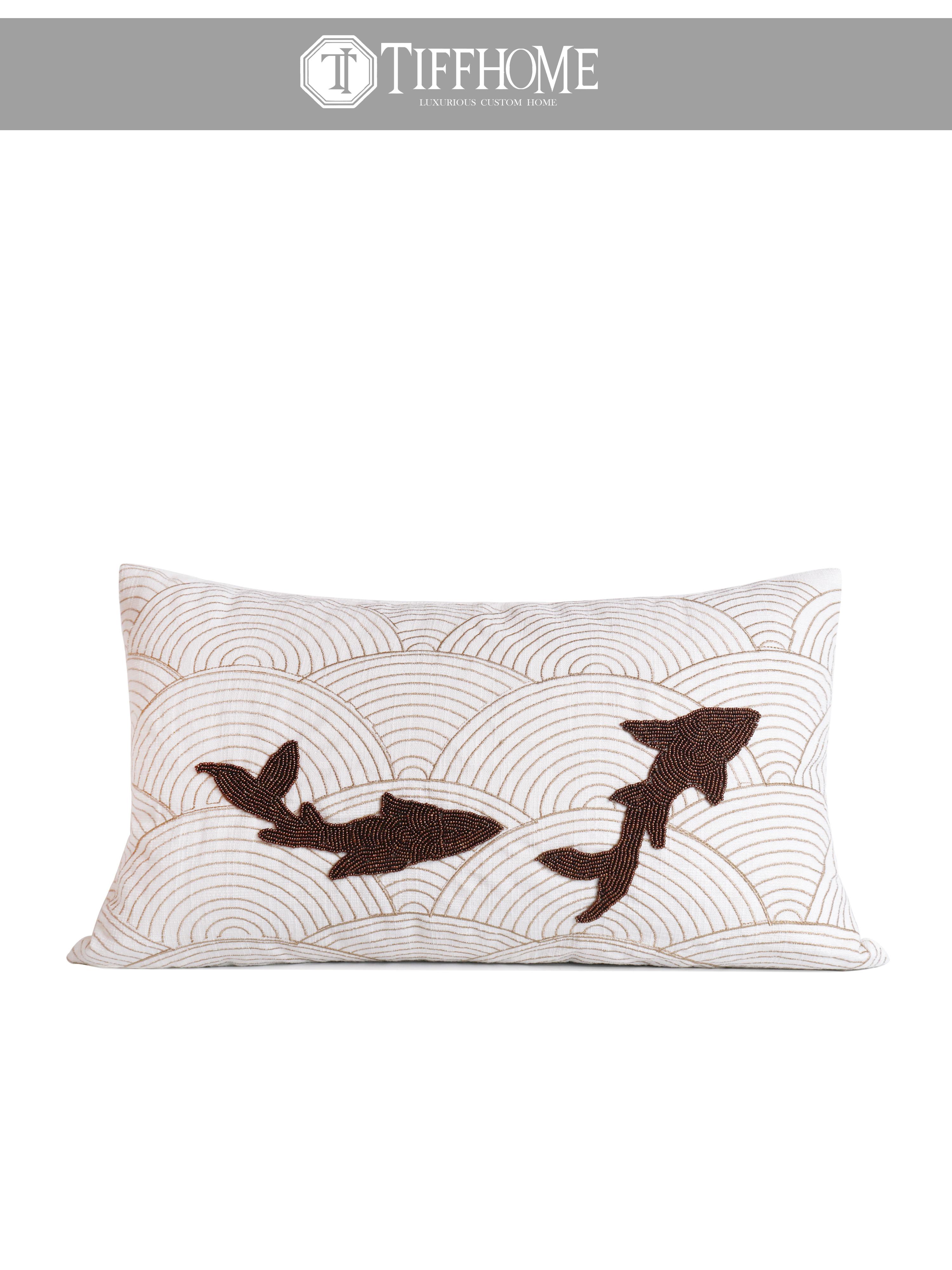 Tiff Home Custom Embroidered Modern Style 30*50cm Cotton Linen Throw Pillow Animal Pattern Cushion Cover Portable 30*50cm