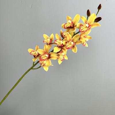 11 Heads Artificial Silk Cymbidium Branch Real Touch Handmade Simulation Cymbidiums Realistic Fake Flowers Wedding Ceremony