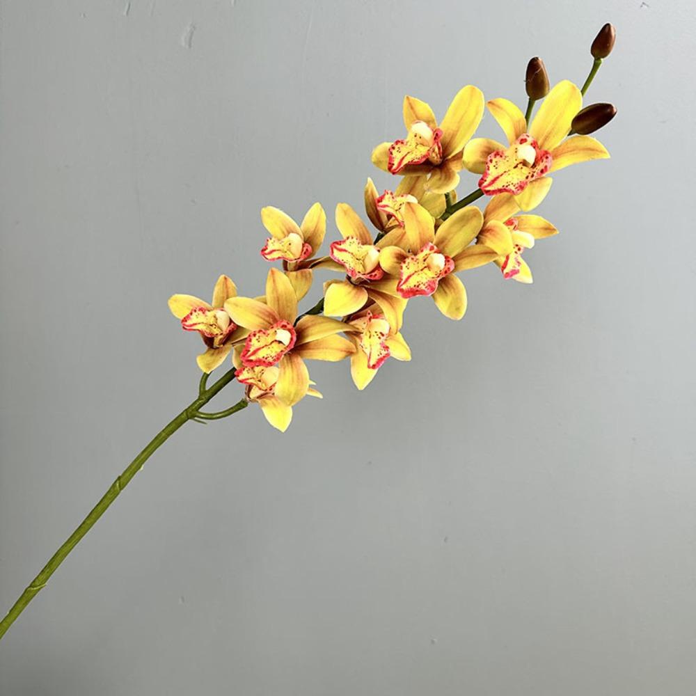 

11 Heads Artificial Silk Cymbidium Branch Handmade Artificial Orchid Flower Photography Studio