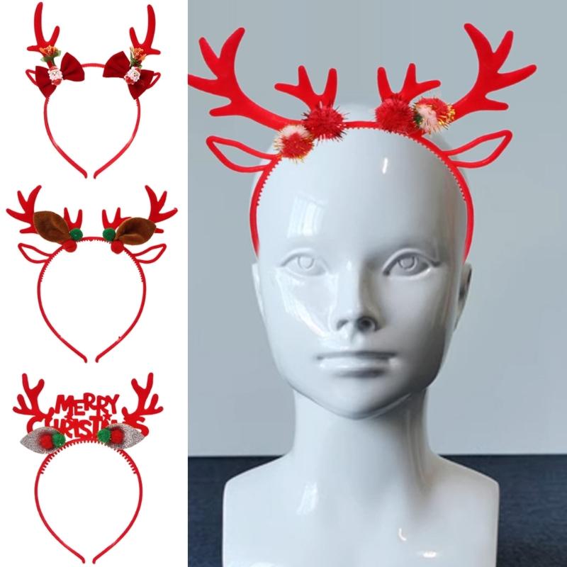 Christmas Reindeer Headband for All Age Party Accessories Deer Horn Hairhoop Festival Hairband Seasonal Costume Headwear