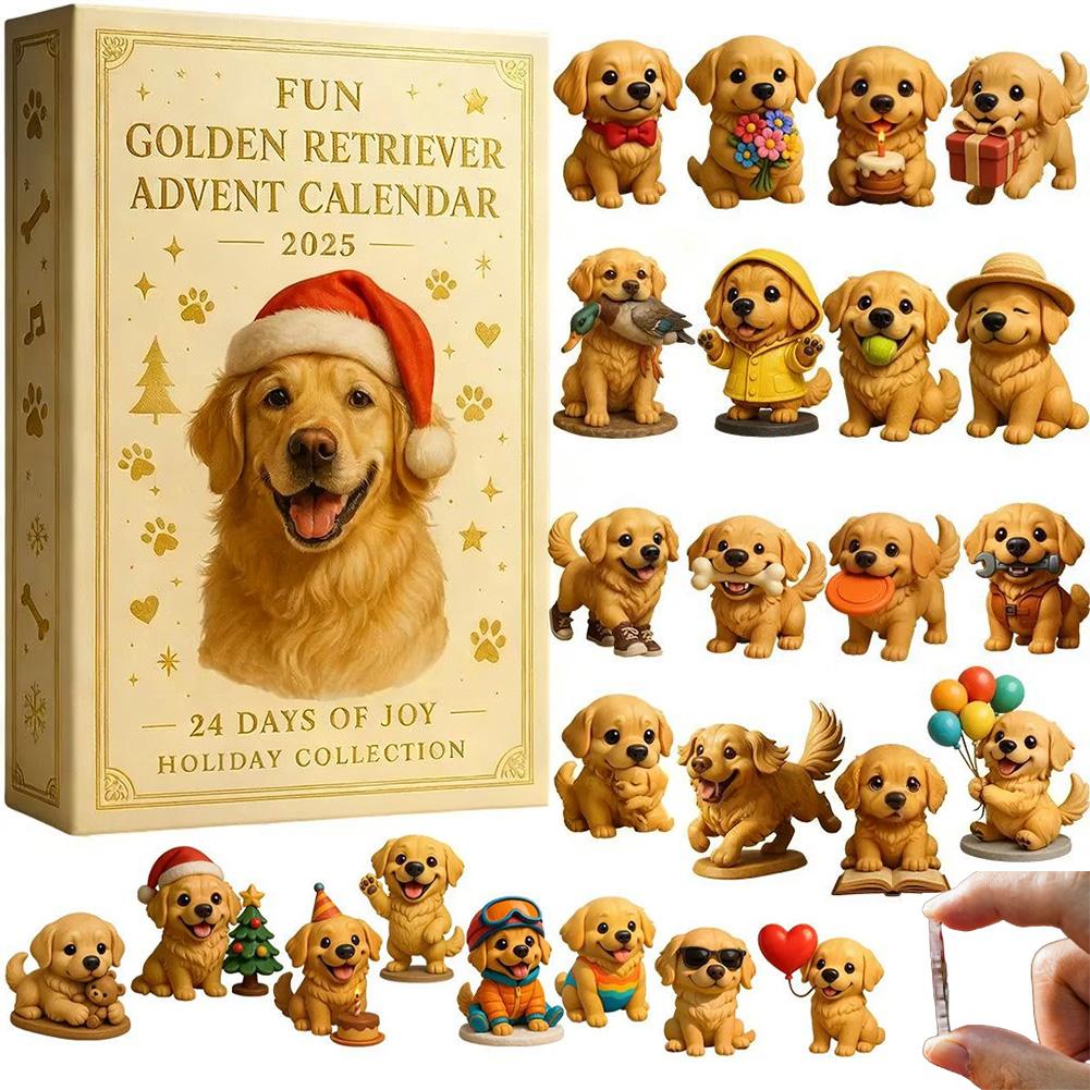 2D Flat Cartoon Dog Countdown Advent Calendar 24 Day Advent Calendar Xmas Party Birthday Gifts Box Set Christmas Gifts Supplies