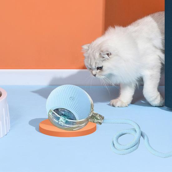 Interactive Cat Ball 3 Modes Automatic Rolling Ball with Rope Fast Charging Cat Safe Self-Entertainment Toy for Cats And Small Dogs