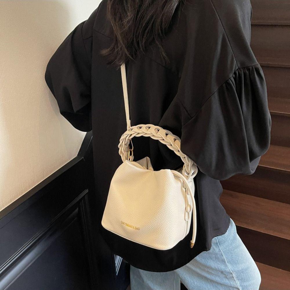 PU Leather Women Shoulder Bag Minimalist Handbag Fashion Bucket Bag Students