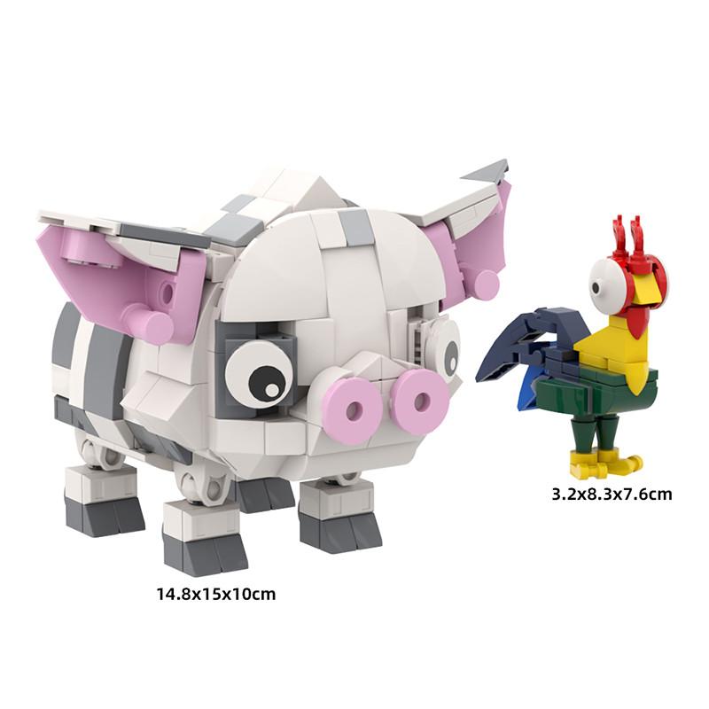 LEQUMOC Ocean Movie Pet Pig Chicken Heihei Animals Model Building Blocks Toys For Gifts Assemble Bricks