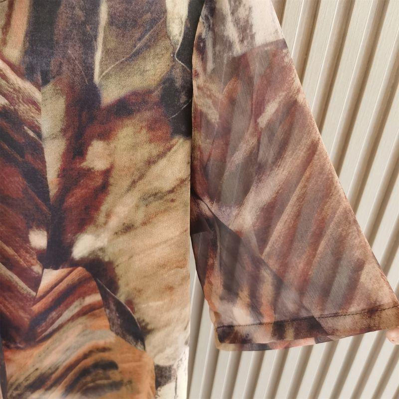 Summer Clothes 2023 New Arrival Fashion Middle-Aged and Elderly Women Classy Artificial Silk Plus Size Fashionable Short Sleeve T-shirt Small Shirt