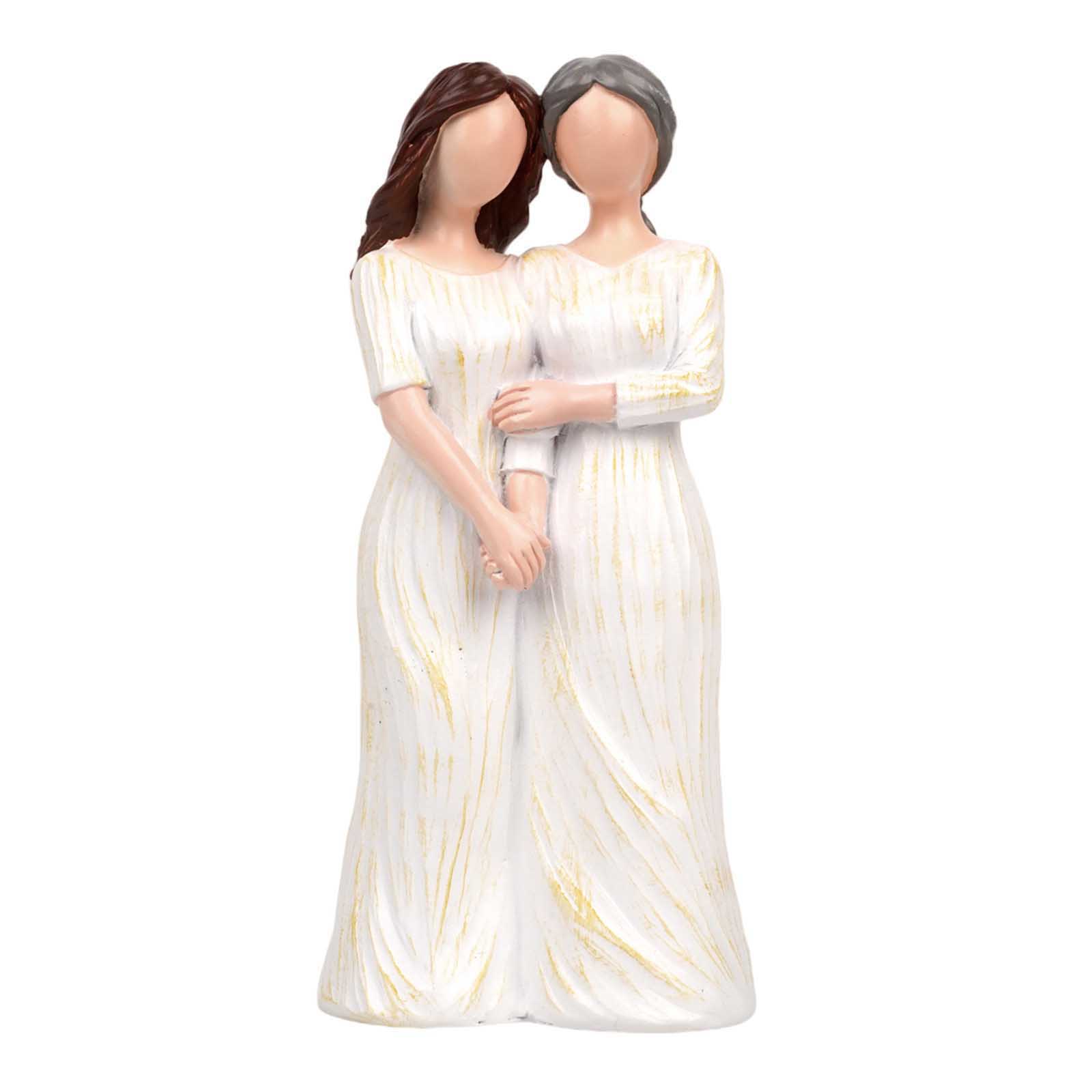 

Resin Figurine Mother and Daughter Holding Hands Sculpture Decorative Statue for Home Office Shelf Display Gift