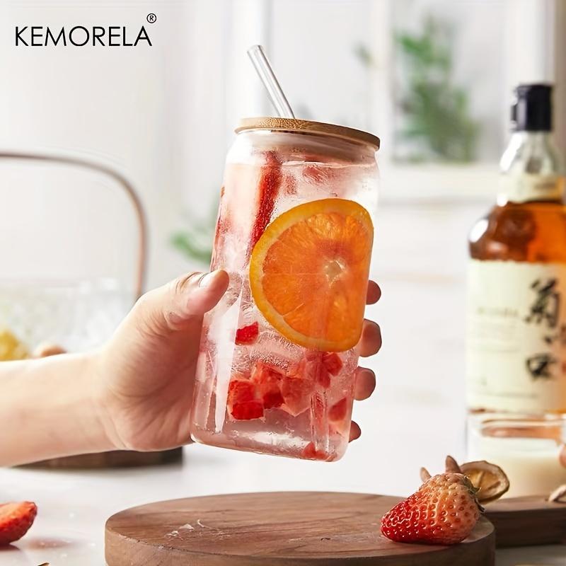 1/4PCS Transparent Bubble Tea Cup Cup With Lid and Straw Iced Americano Glass Beer Can Milk Mocha Cups Breakfast Mug Drinkware