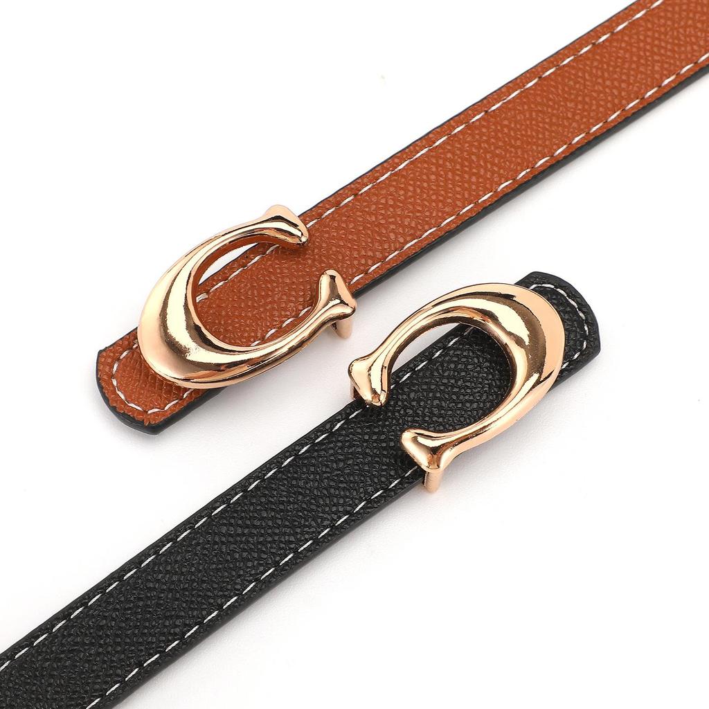 2025 Women's Fashion Alloy Buckle Thin Leather Belt for Jeans & Dresses