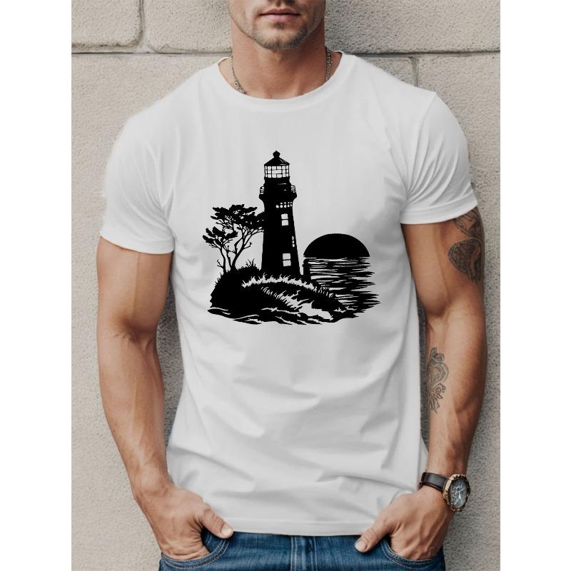 

Men s Short Sleeve T-shirt Summer T-shirt Top,Casual, Breathable & Comfortable Fabric, Round Neck S белый