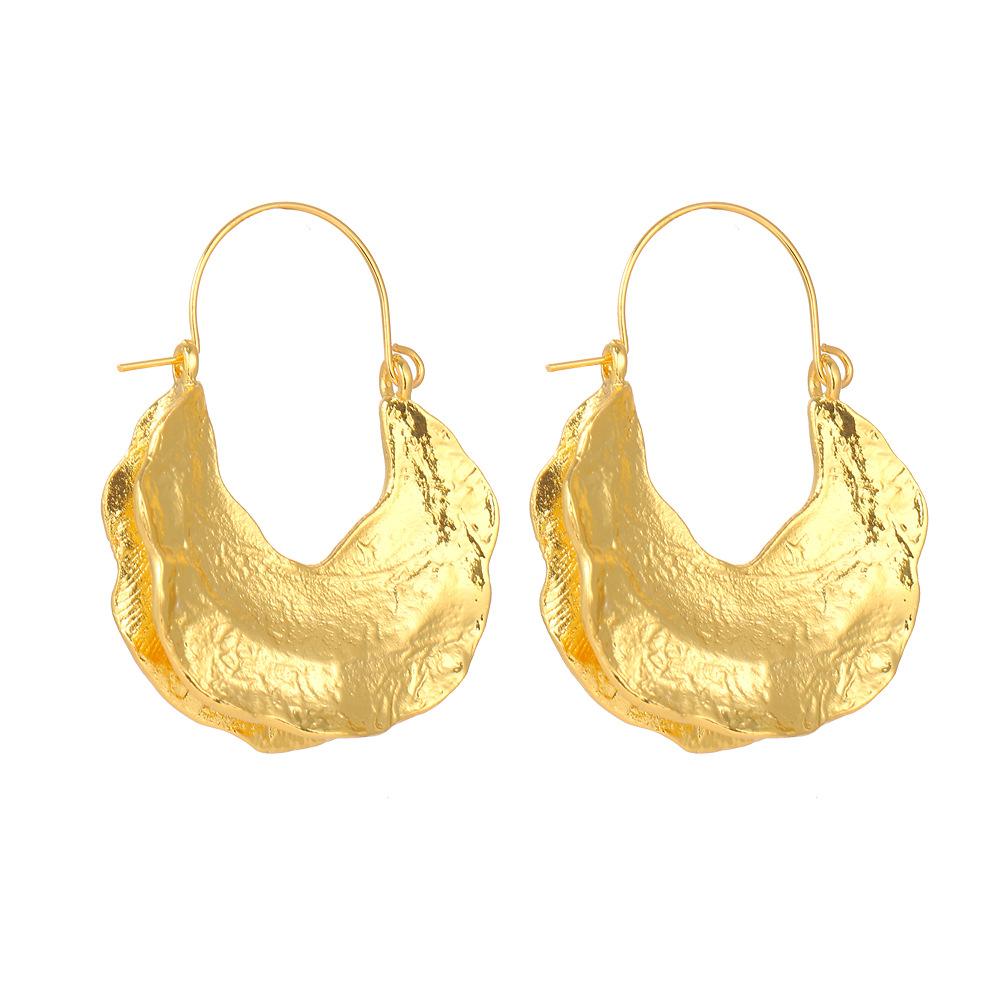 Vintage Gold Color Creole Statement Earrings with Fulani Basket, Statement Hoop Earrings for… More