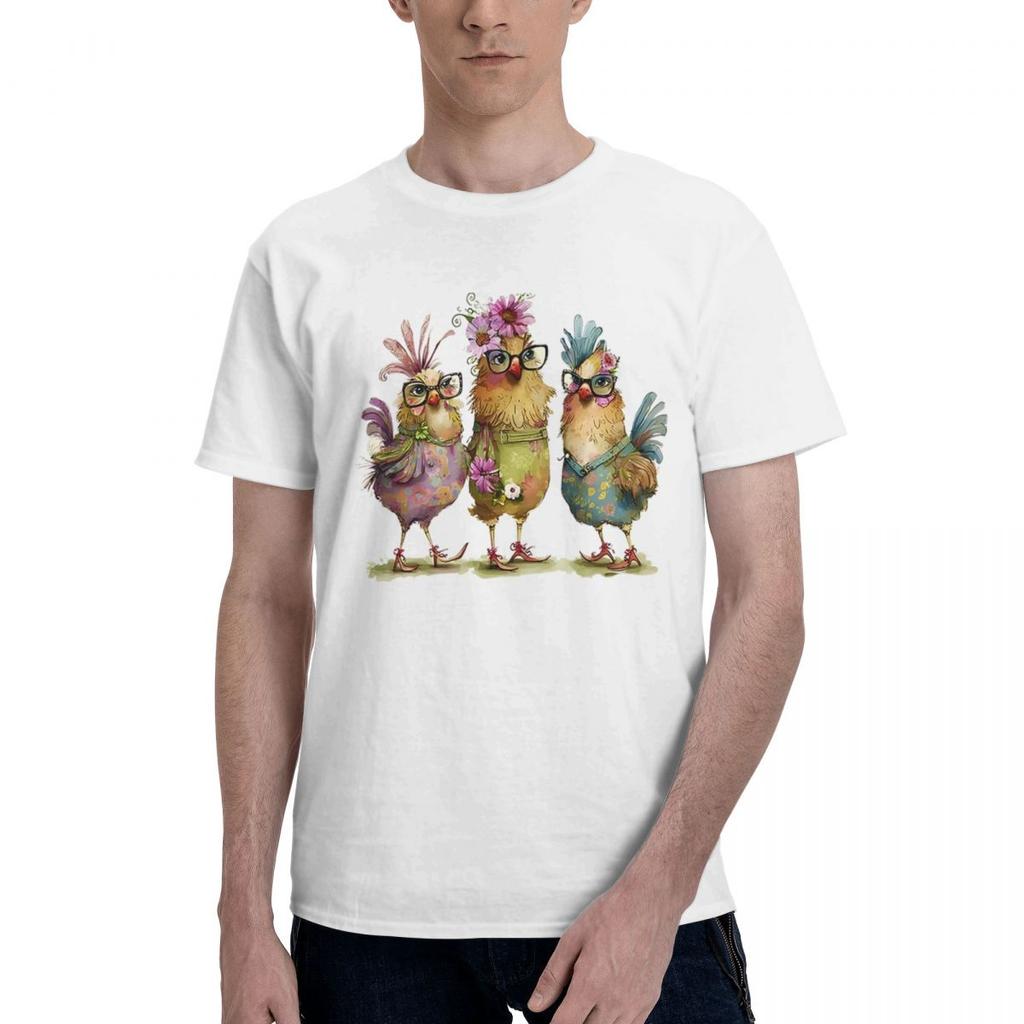 Chicken Print 100 Cotton Casual Breathable Confortable Clothes Funny TShirt For Men Funny Shirt