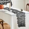 Black Lace Table Runner - 14x118 Inch Black Lace Tablecloth Elegant Vintage Table Runner for Gothic Boho Wedding Decor, Romantic Party Anniversary