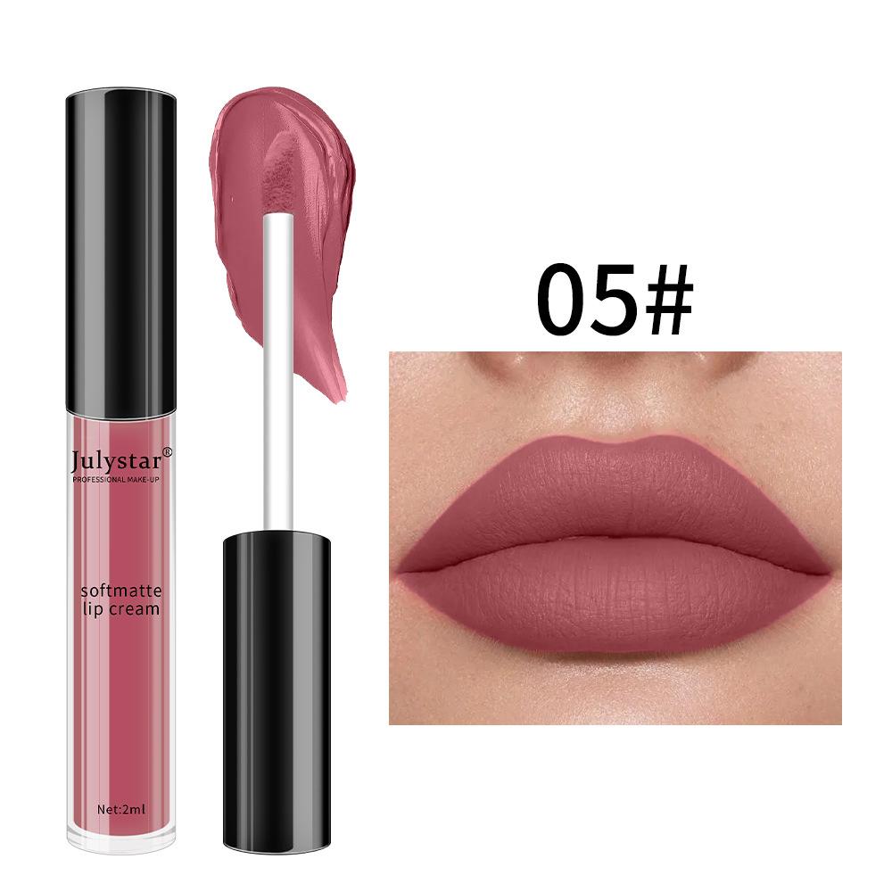 Julystar Is Not Easy To Fade and Not Easy To Stick To The Cup Matte Lip Glaze European and American Lip and Cheek Dual-purpose Lip Gloss