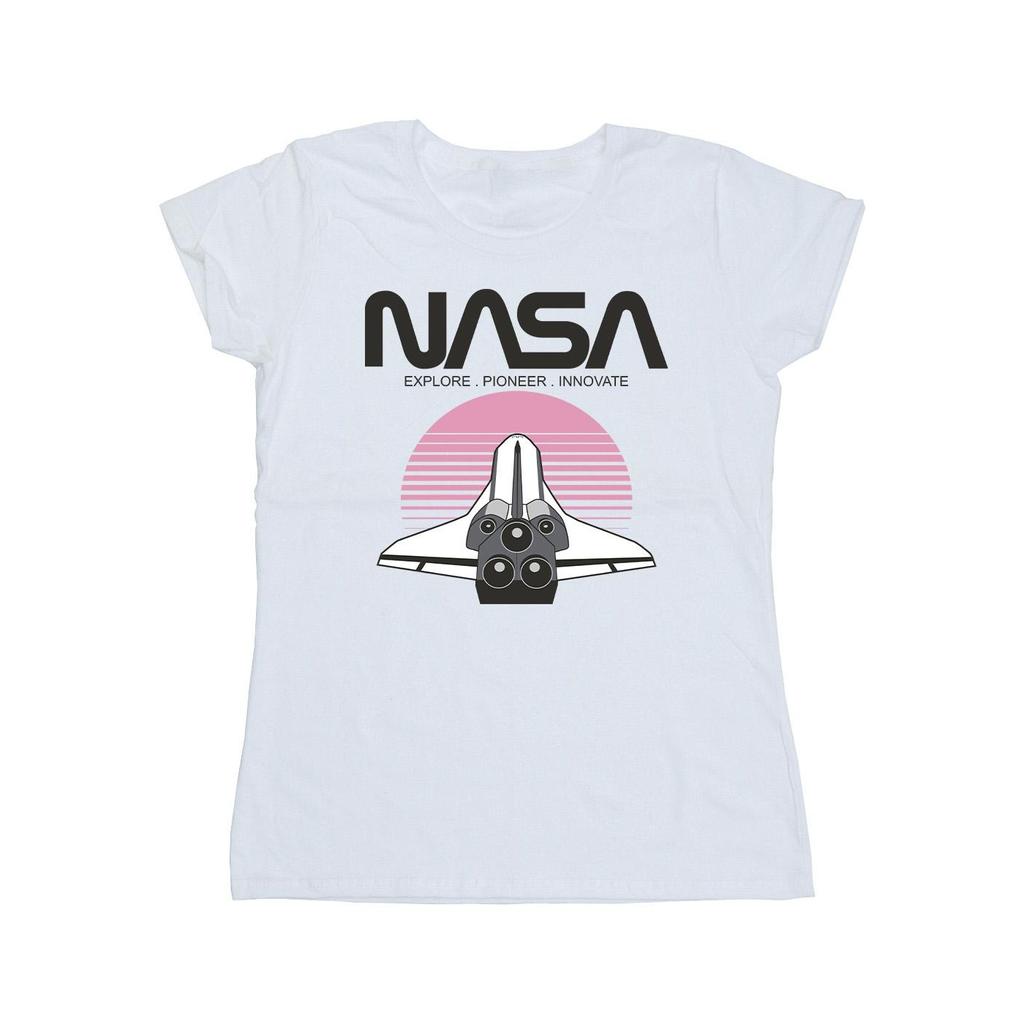 NASA Womens/Ladies Space Shuttle Sunset Cotton T-Shirt