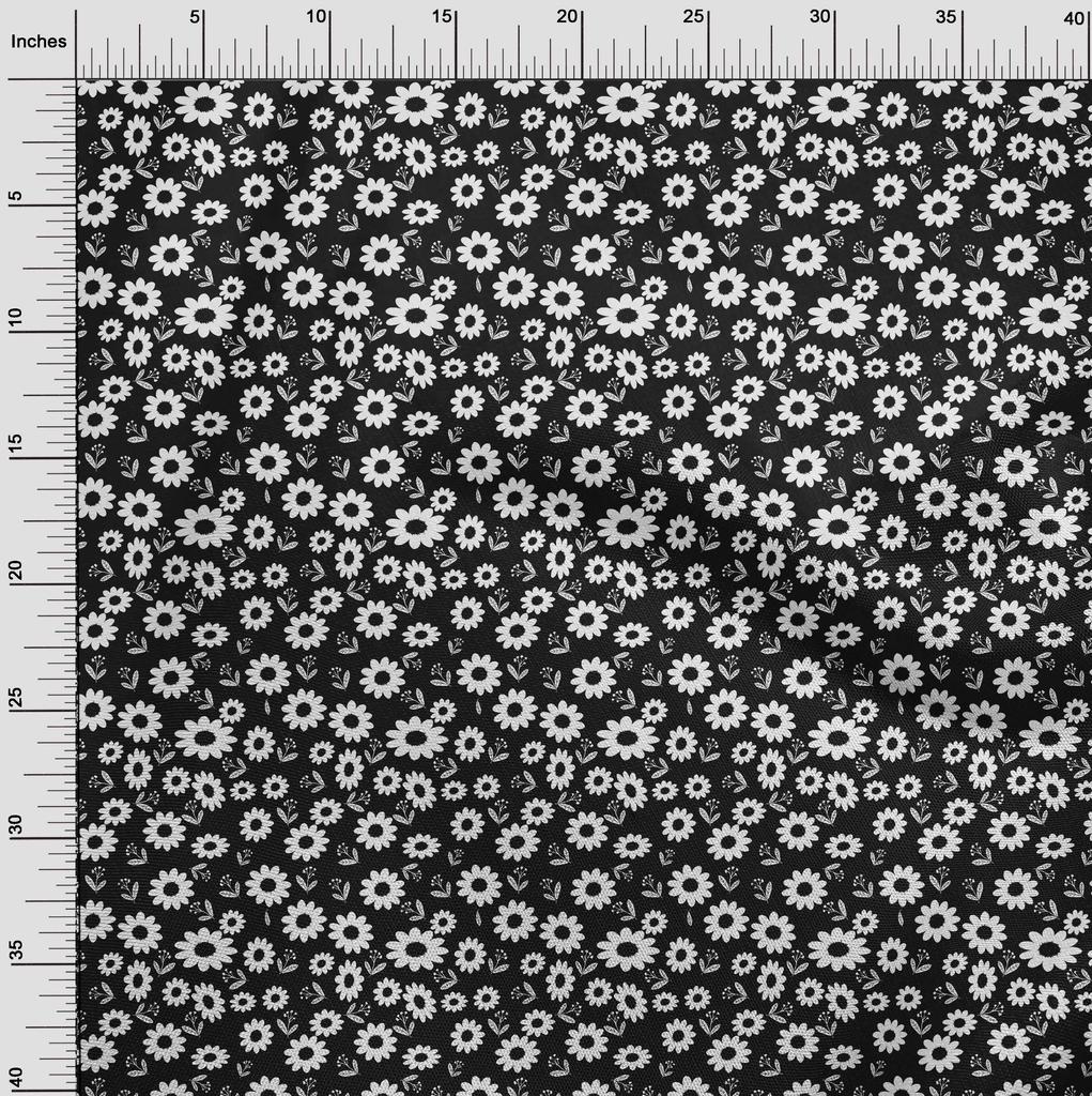 oneOone Cotton Poplin Black Fabric Floral Sewing Material Print Fabric By The Yard 42 Inch