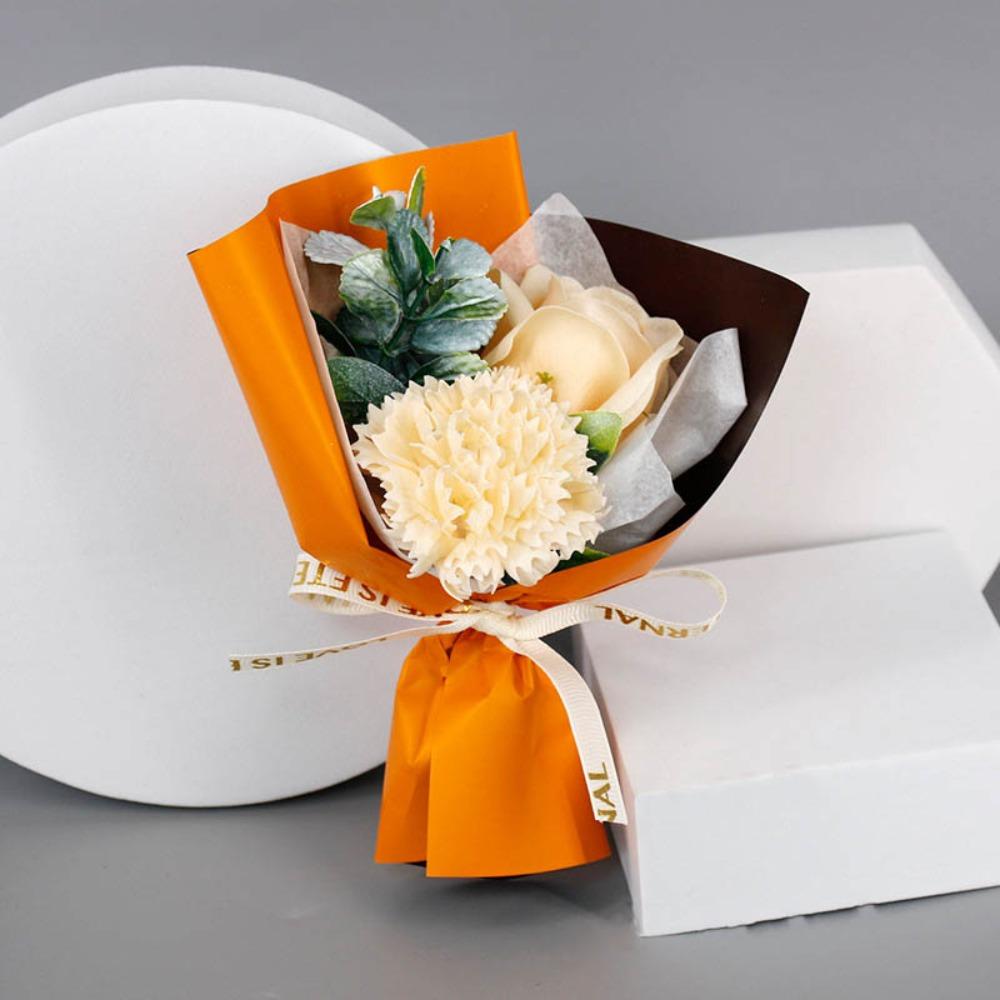 Rose Künstliche Rose Bouquet 3 Köpfe Handhaltend Künstliche Blumen Geschenkverpackung Mini Handhaltend Seifenblume Muttertag