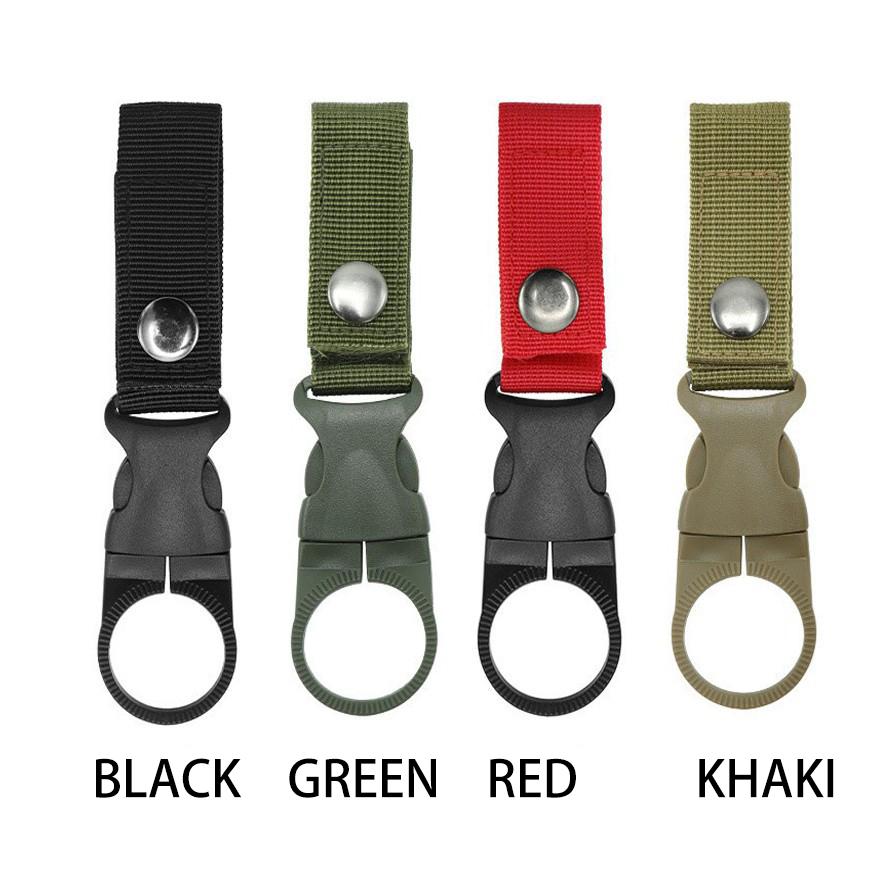 Tactical Nylon Water Bottle Holder — Webbing Strap with Multi-functional Carabiner — Portable Quick-Attach Water Bottle Clip