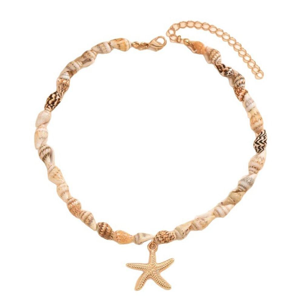 Natural Seashell Necklace Ocean Style Beaded Choker Holiday Conch Pendant Necklace  for Women