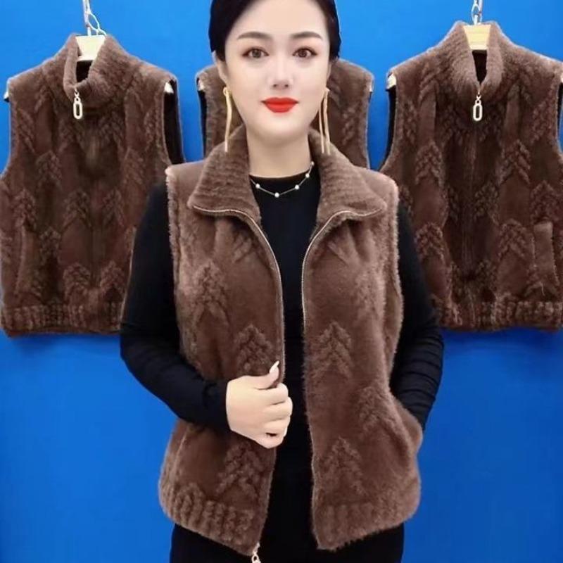 Imitation Mink Fleece Vest Jacket Autumn and Winter Loose Short Vest Top Women