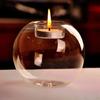 Transparent glass tea light holder, hollow round lamp, living room decoration, wedding decoration, home decoration