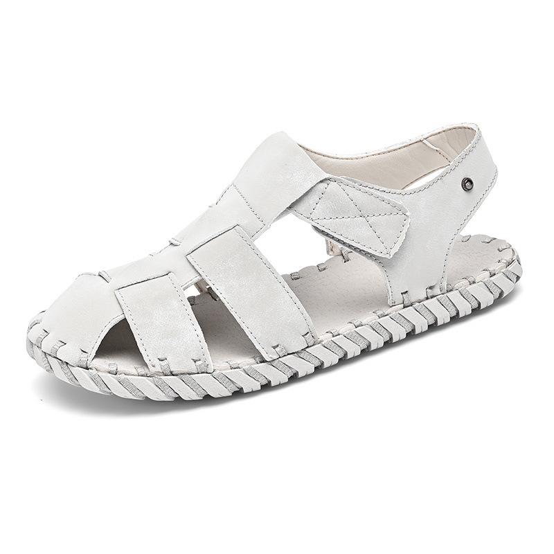 Men s Plus Size Hand-Stitched Summer Beach Sandals - Breathable, Casual, Flat Headband Design 43 светло-серый
