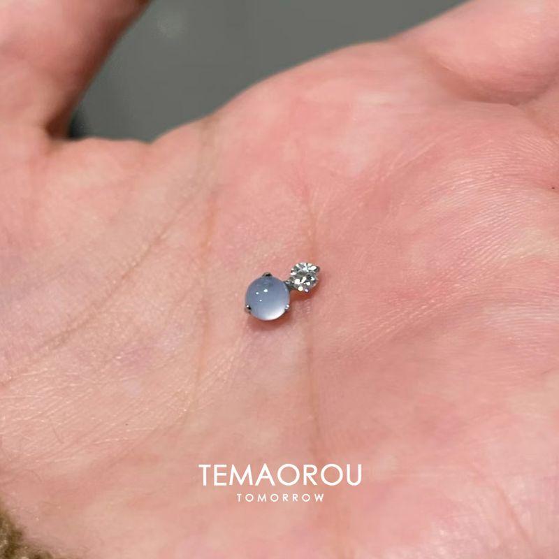 

With Rod! 1*0.8mmg23 Titanium Steel Aquamarine Single Diamond Mini Ear Ear Bone Pin Female Piercing Ear Bone Stud Labret Ear Studs Wen Runyu M0.9 Rod thick 0.8mm rod length 0.8cm