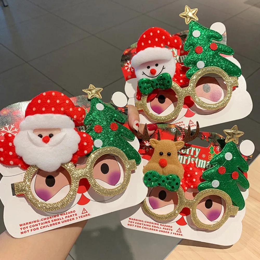 Christmas Party Glasses Decoration Cute Santa Claus Elk Snowman Glasses Decorative Frames Children Christmas New  Gifts
