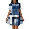 Women’s Casual Loose Fit Button Down Shirt Dress with Stand Collar and Floral Print Short Sleeve Design for Daily Wear