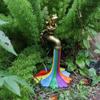 Faucet Ornament Resin Frog Figurine Creative Animal Rainbow Faucet Statue for Garden Home Decoration