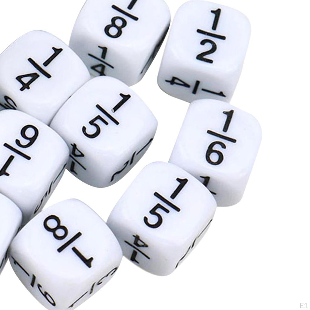 10Pcs Fraction Dice Math Teaching Set Montessori Toy Measure 0.6x0.6Inches Creative