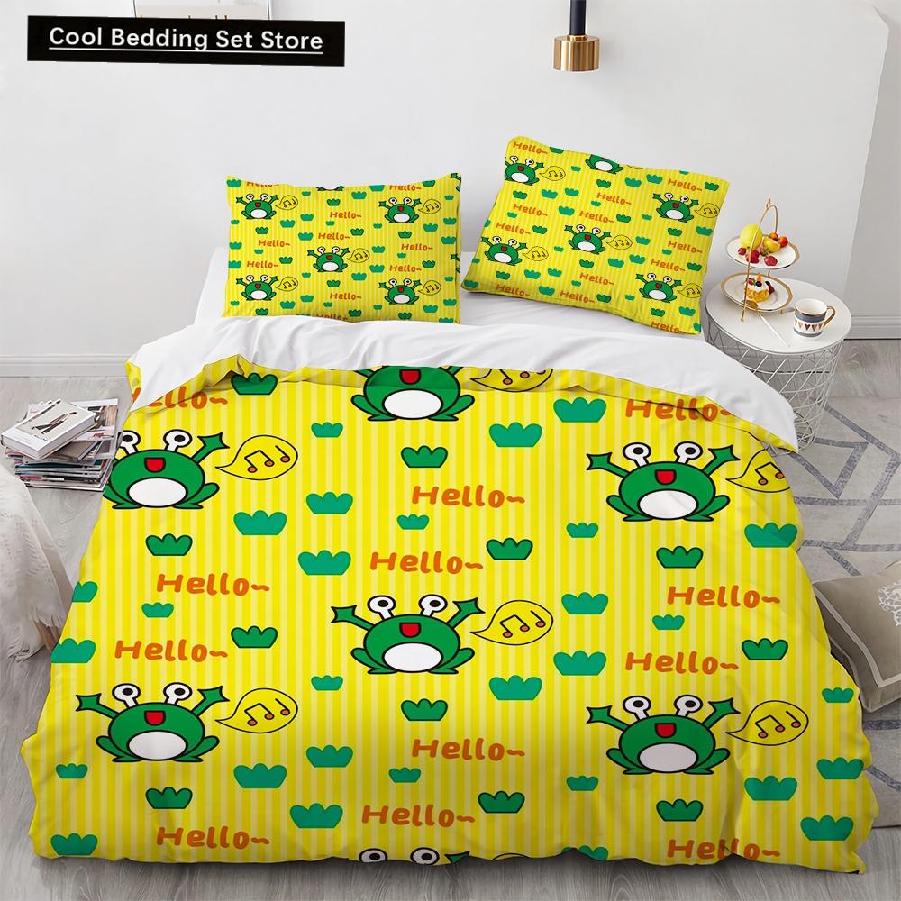Cartoon Animals Toy Car Duvet Cover King Queen Lovely Frog Cat Rabbit Bedding Set for Kids Wildlife 2/3pcs Polyester Quilt Cover