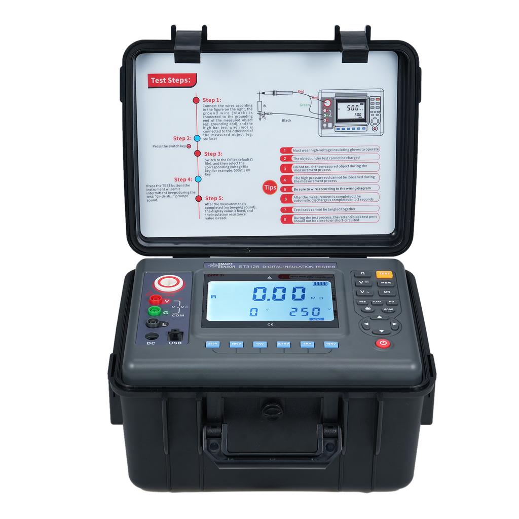 SMART SENSOR ST3128 High Voltage Insulation Megohmmeter Industrial Digital Shakemeter Ultra High