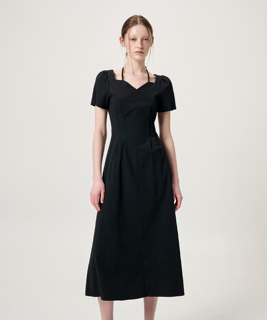 Etmont Heart Neck Strap Dress, Black