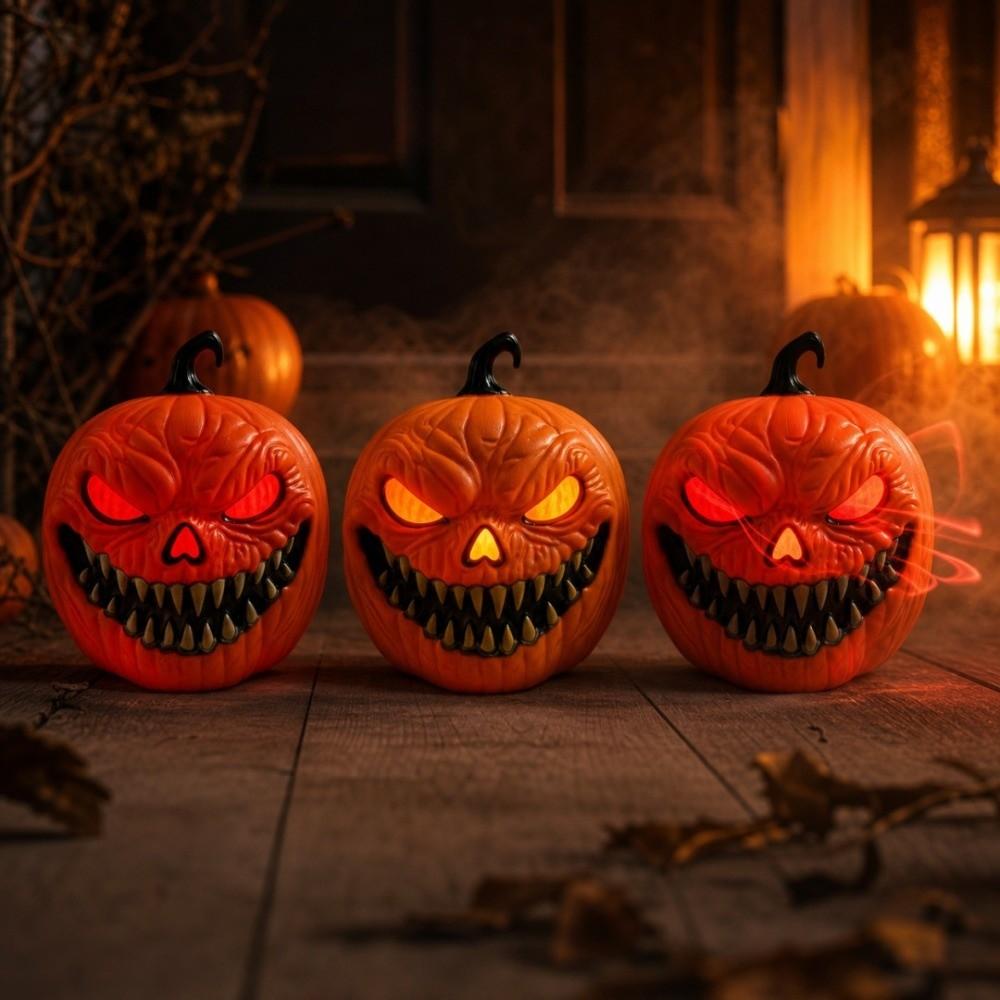 Świecąca Lampka Halloweenowa Aktywowana Dźwiękiem Lampa Dynia do Wnętrz