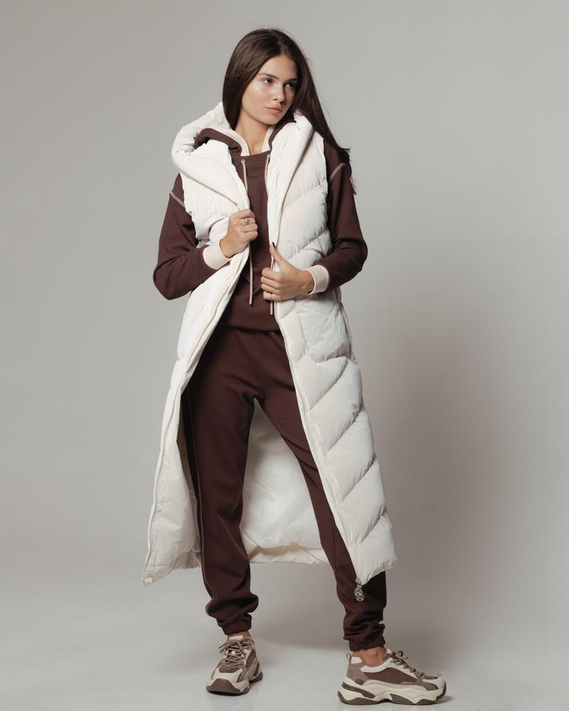 Suit with Long Vest Of White 8304 36 Brown Plus Sizes (vest, Jacket, Trousers)